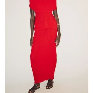 Zara NWT Textures Red Maxi Skirt